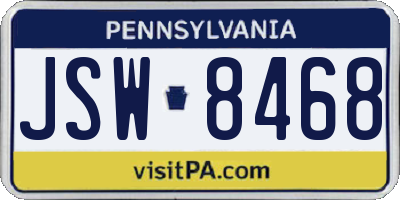 PA license plate JSW8468