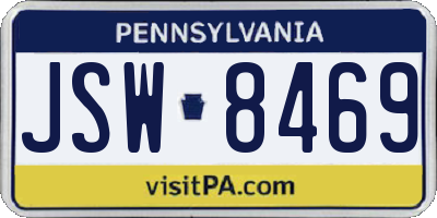 PA license plate JSW8469