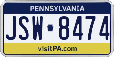 PA license plate JSW8474
