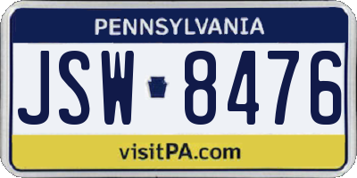 PA license plate JSW8476