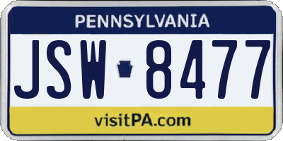 PA license plate JSW8477