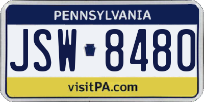 PA license plate JSW8480