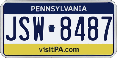 PA license plate JSW8487