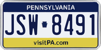 PA license plate JSW8491