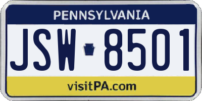 PA license plate JSW8501