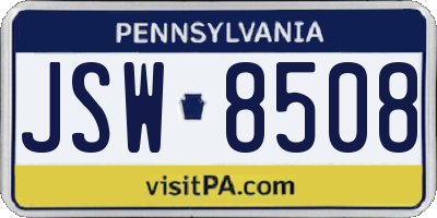 PA license plate JSW8508