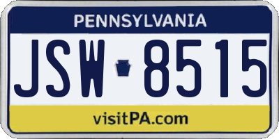 PA license plate JSW8515