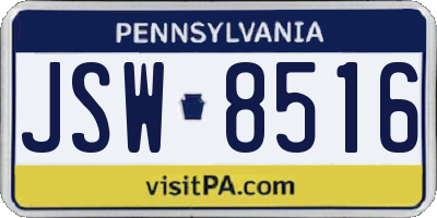 PA license plate JSW8516