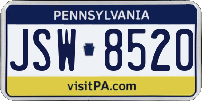PA license plate JSW8520