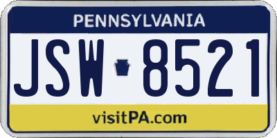 PA license plate JSW8521