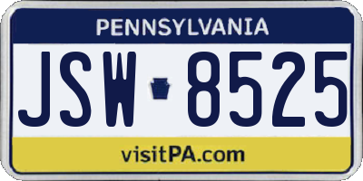 PA license plate JSW8525