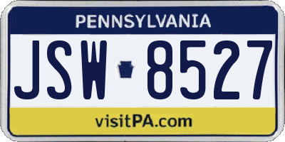 PA license plate JSW8527