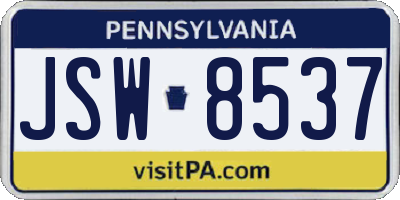 PA license plate JSW8537