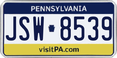 PA license plate JSW8539