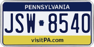 PA license plate JSW8540