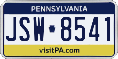 PA license plate JSW8541