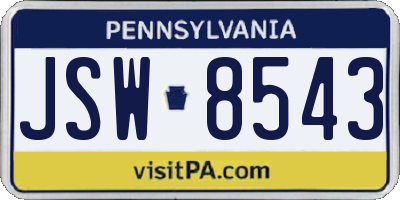 PA license plate JSW8543
