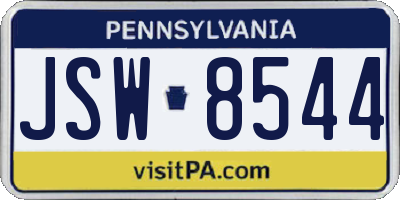 PA license plate JSW8544