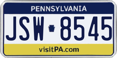 PA license plate JSW8545