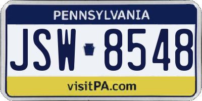 PA license plate JSW8548