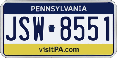 PA license plate JSW8551