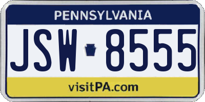 PA license plate JSW8555
