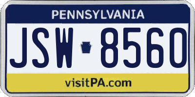 PA license plate JSW8560