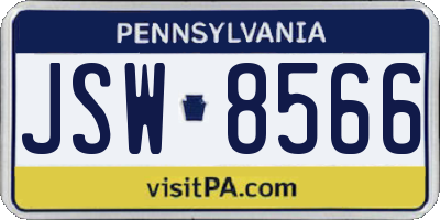 PA license plate JSW8566