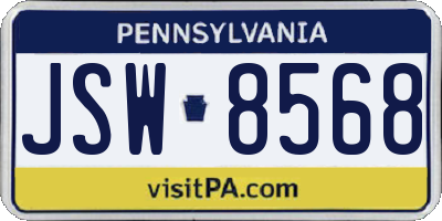 PA license plate JSW8568
