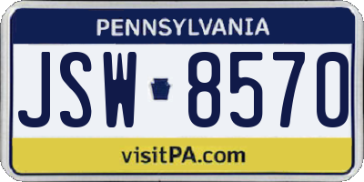 PA license plate JSW8570