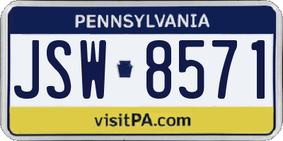 PA license plate JSW8571