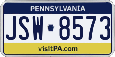 PA license plate JSW8573