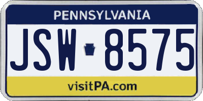 PA license plate JSW8575