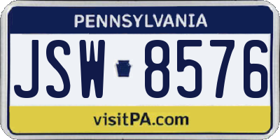 PA license plate JSW8576