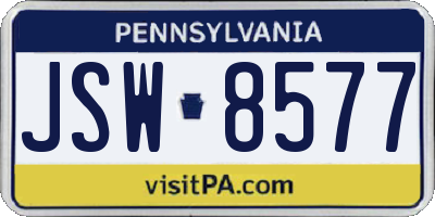 PA license plate JSW8577