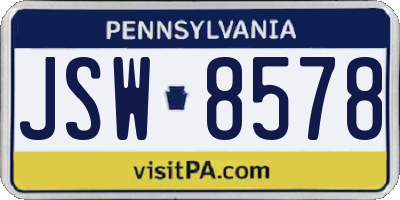 PA license plate JSW8578