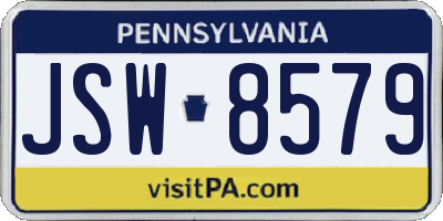PA license plate JSW8579