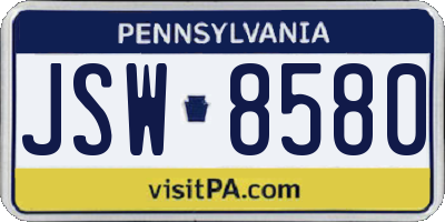 PA license plate JSW8580
