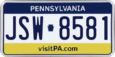 PA license plate JSW8581