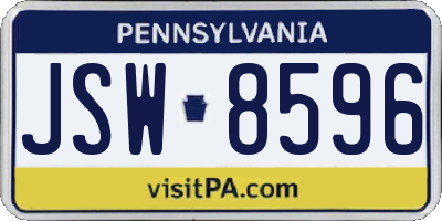 PA license plate JSW8596