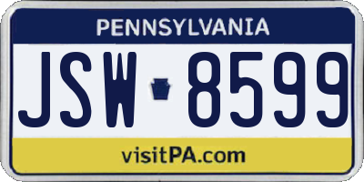 PA license plate JSW8599