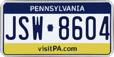 PA license plate JSW8604