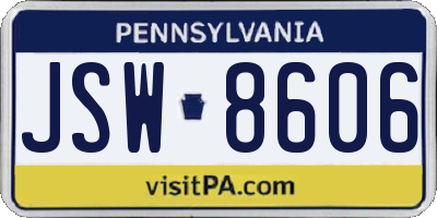 PA license plate JSW8606