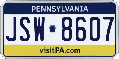 PA license plate JSW8607