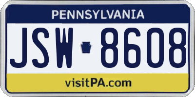 PA license plate JSW8608