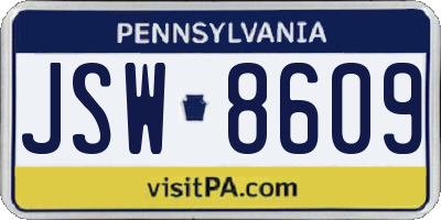 PA license plate JSW8609