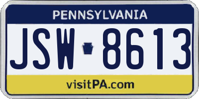 PA license plate JSW8613