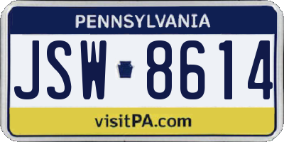 PA license plate JSW8614