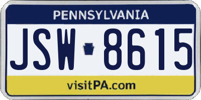 PA license plate JSW8615