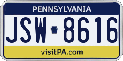PA license plate JSW8616